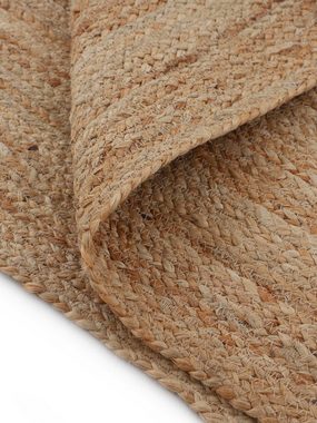 Teppich Nele Juteteppich Naturfaser, carpetfine, rund, Höhe: 6 mm, geflochtener Wendeteppich aus 100%Jute, in rund und oval, viele Größen