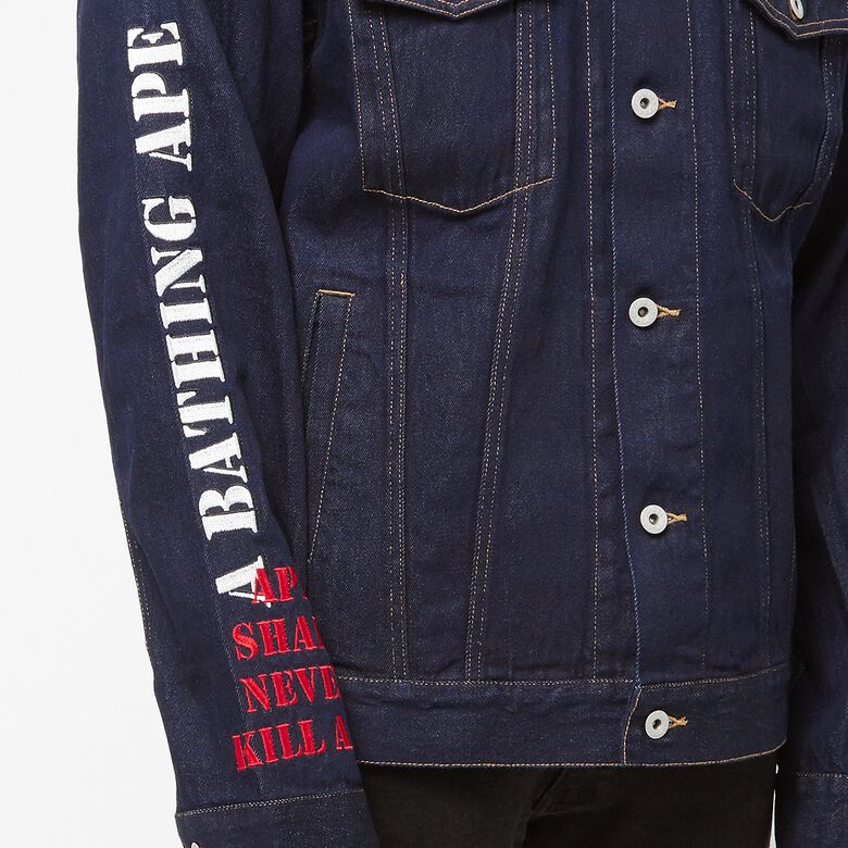A Bathing Ape Multi Motif Loose Fit Denim Jacket indigo