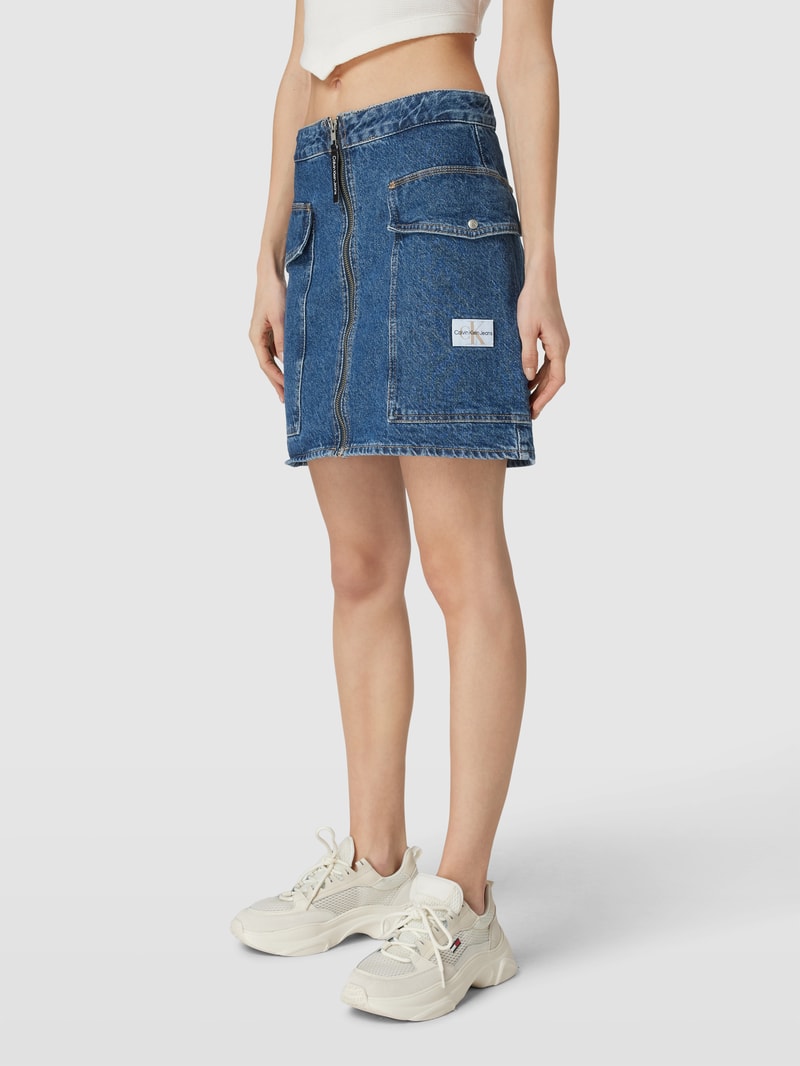 Jeansrock mit Label-Patch in jeans