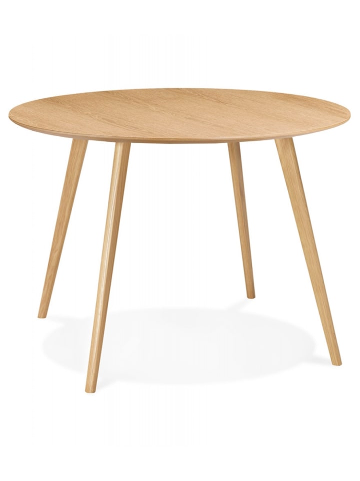 KADIMA DESIGN Runder Esstisch aus Eichenholz | Holztisch mit elegantem Design in Beige günstig kaufen onesize