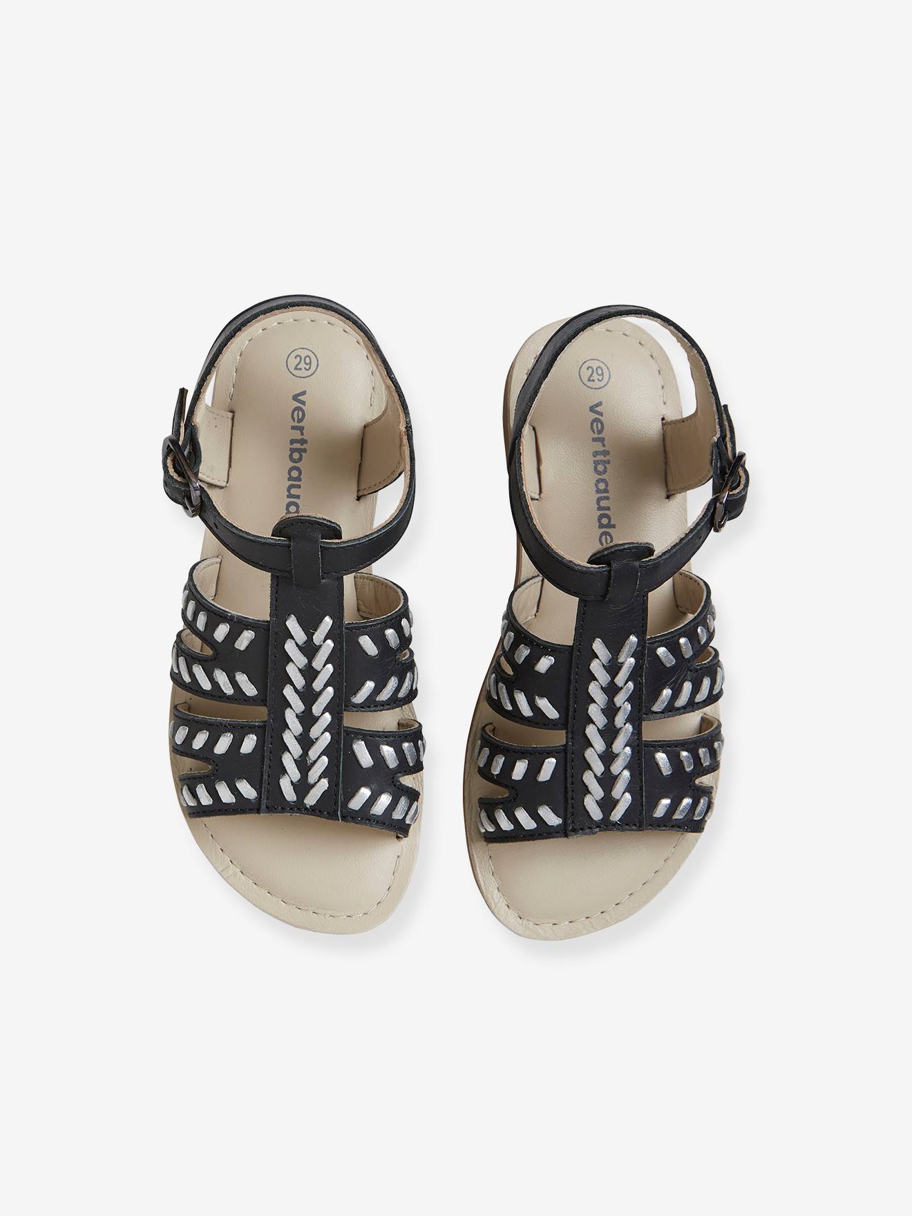 Sandales cuir ethnique fille noir