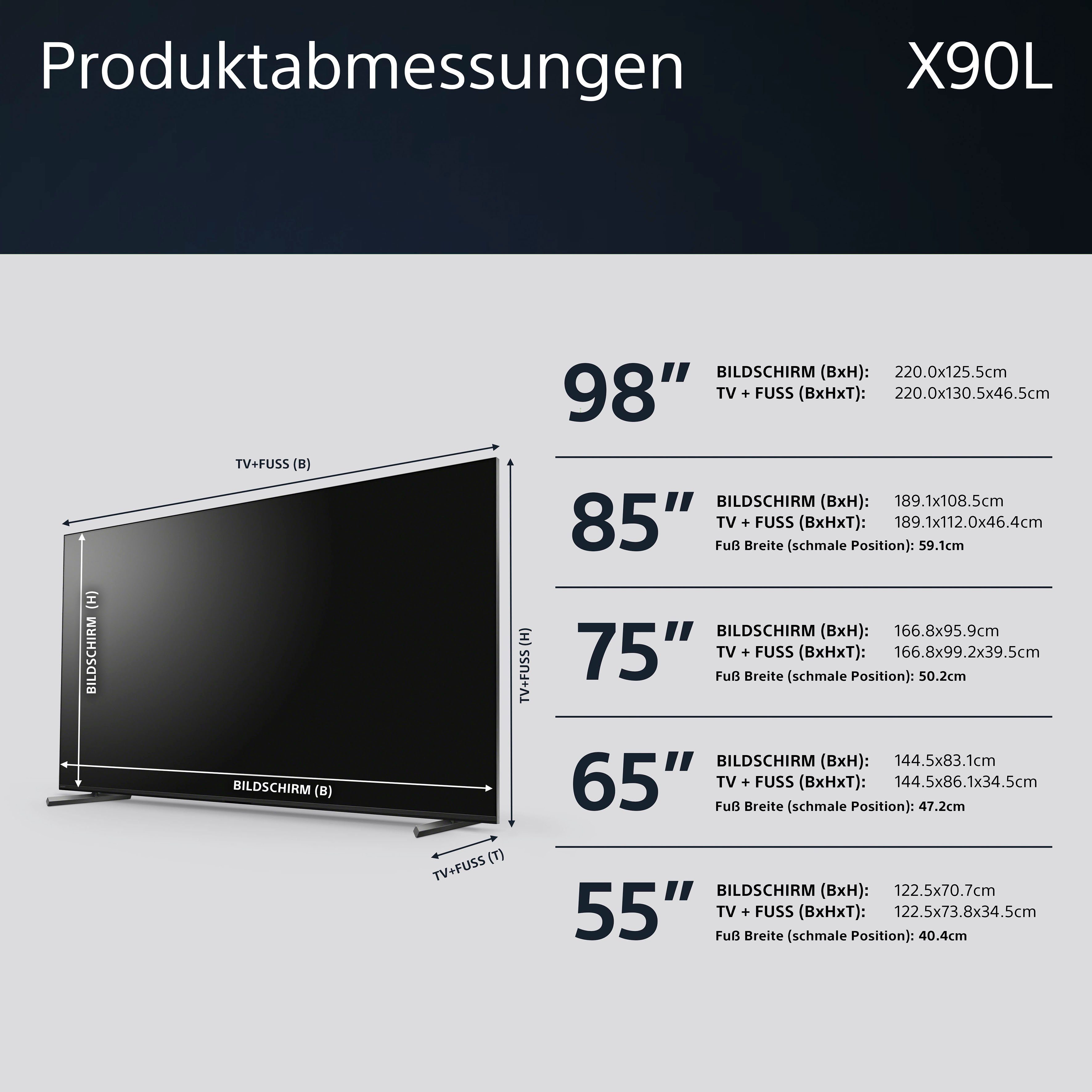 Sony XR-65X90L LED-Fernseher (164 cm/65 Zoll, 4K Ultra HD, Android TV, Google TV, Smart-TV, TRILUMINOS PRO, BRAVIA CORE, mit exklusiven PS5-Features)