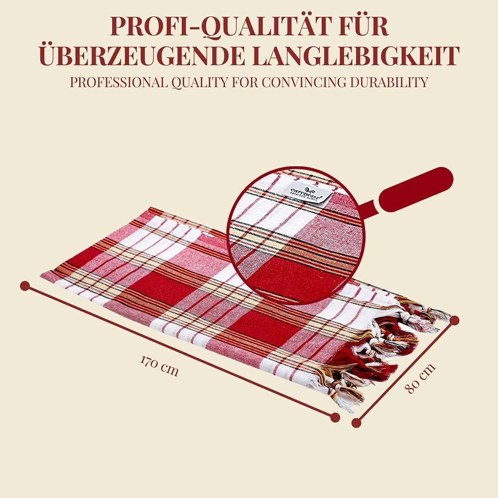 Carenesse Hamamtücher 3x Classic rot 80x170 cm Pestemal Fouta Saunatuch Strandtuch Handtuch, 100% Baumwolle (3-St), 100% Baumwolle saugfähig & schnelltrocknend beach towel Backpacker
