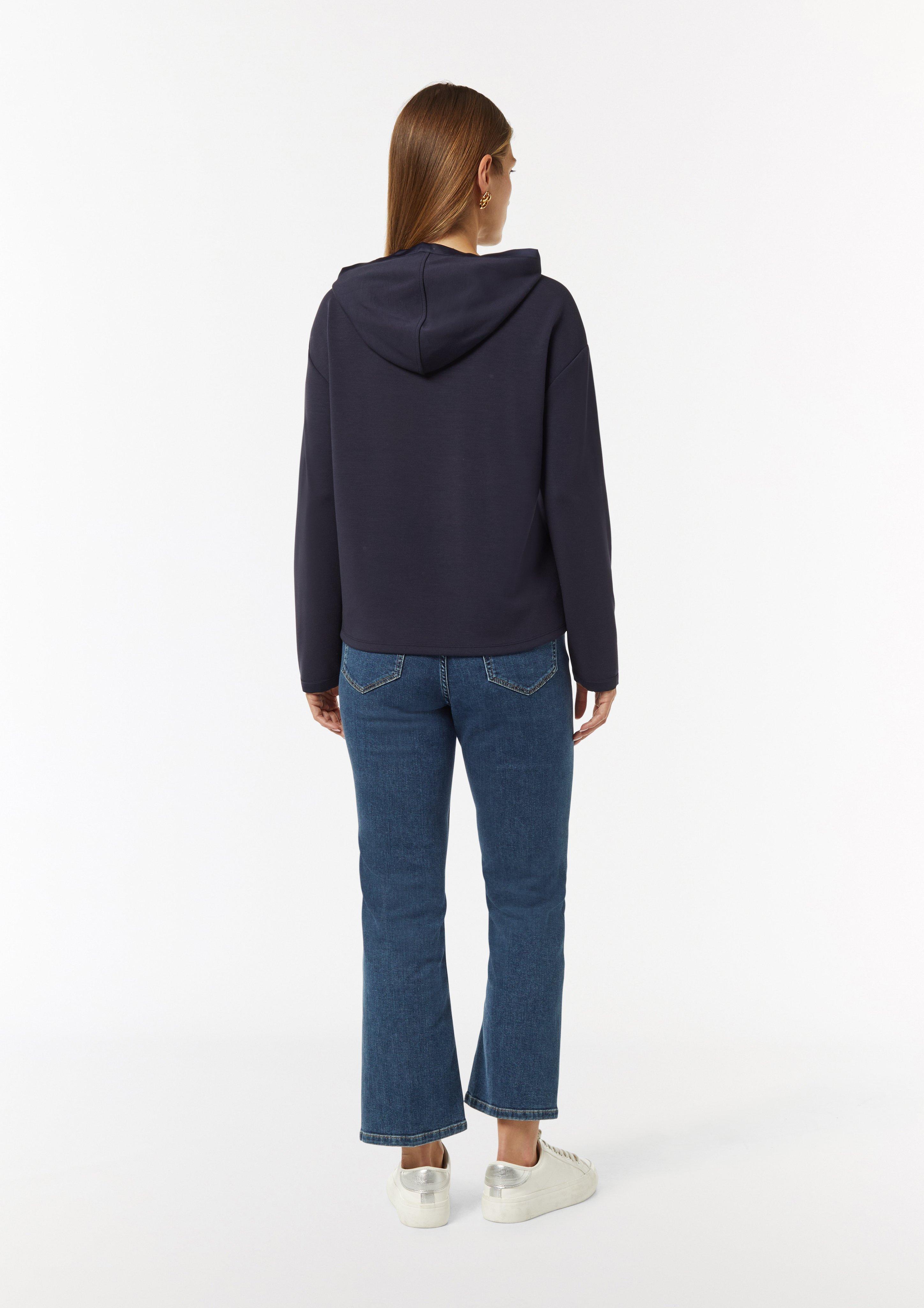 Weiches Kapuzenshirt mit Satin-Details - navy