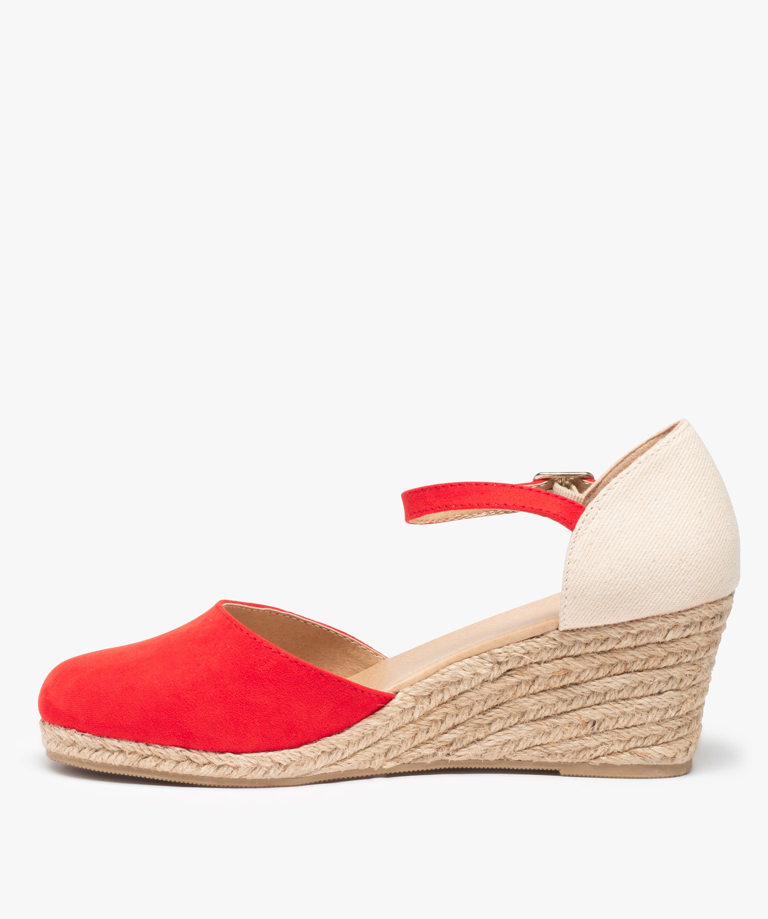 Sandales femme compensées dessus suédine unie orange | GEMO