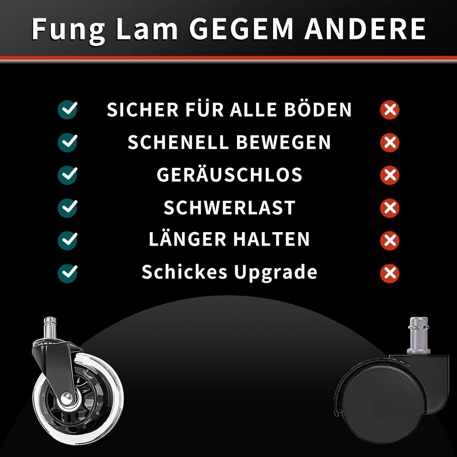 BlingBin Stuhlrolle 5 Stück Rollen für Bürostuhl Caster Schreibtisch Stuhl Ersatz Räder, (5er/Set, 5-St), Leise Kratzerfrei Ersatzrollen