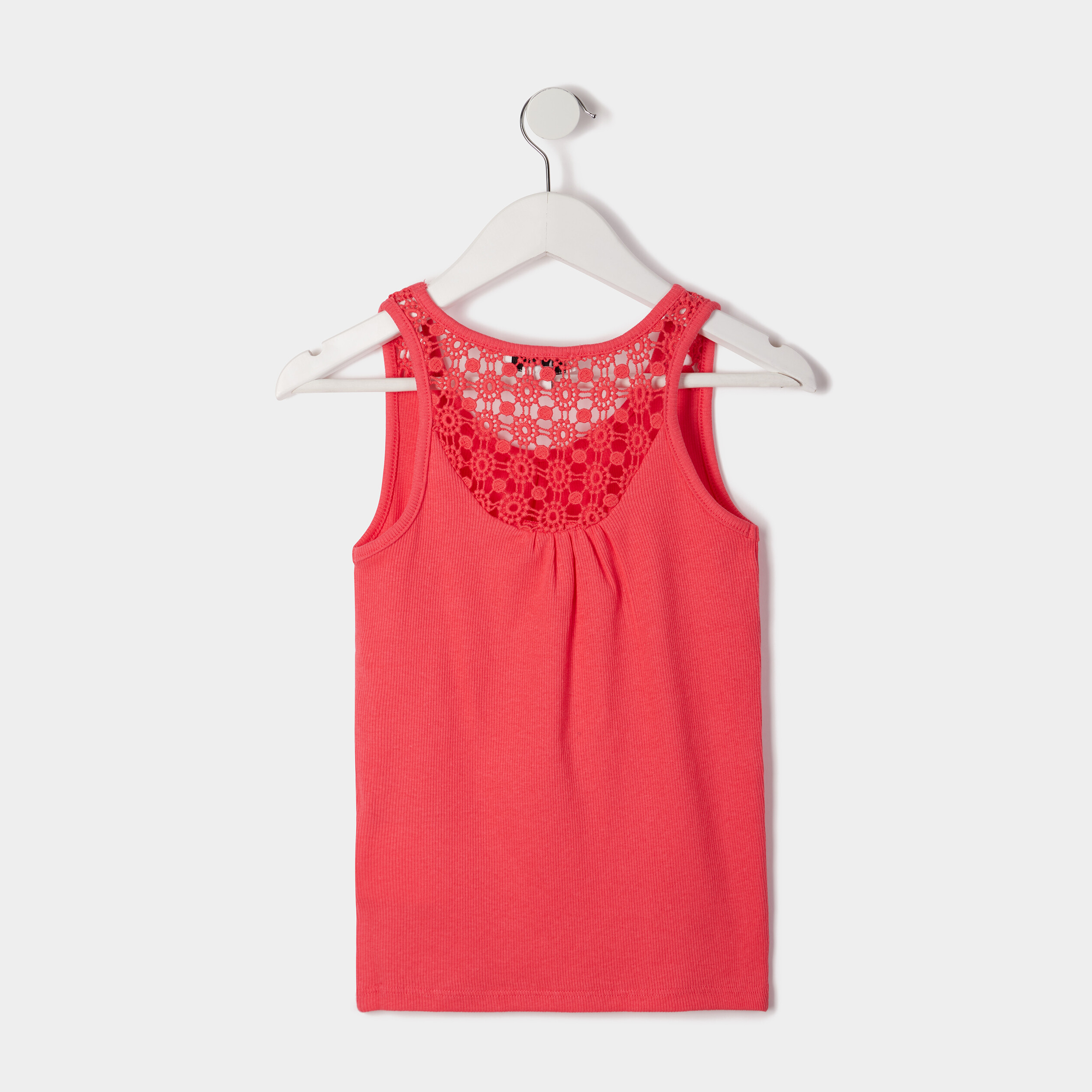 Débardeur coton détail macramé rose fushia fille | La Halle
