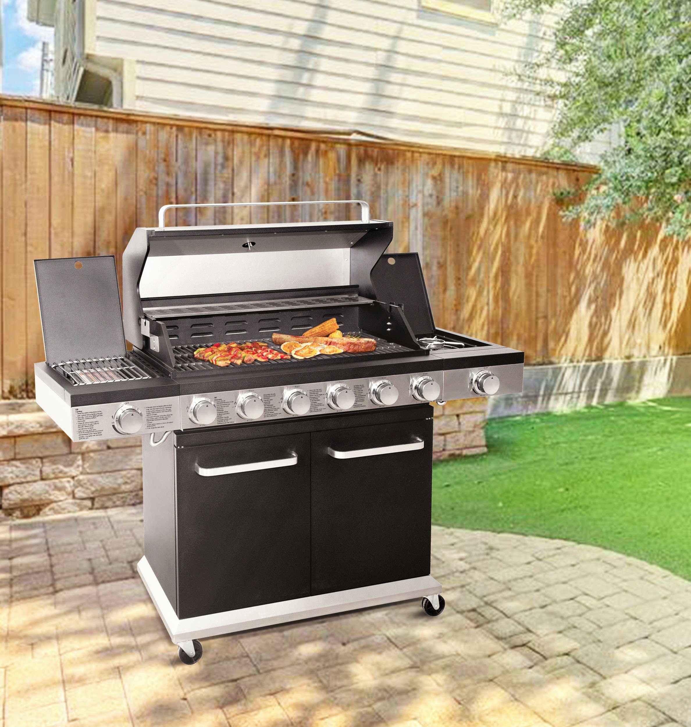 KONIFERA Gasgrill Montreal XL, BxTxH: 141x47,5x114, 6 Haupt-, 1 Seiten- und 1 Infrarotbrenner