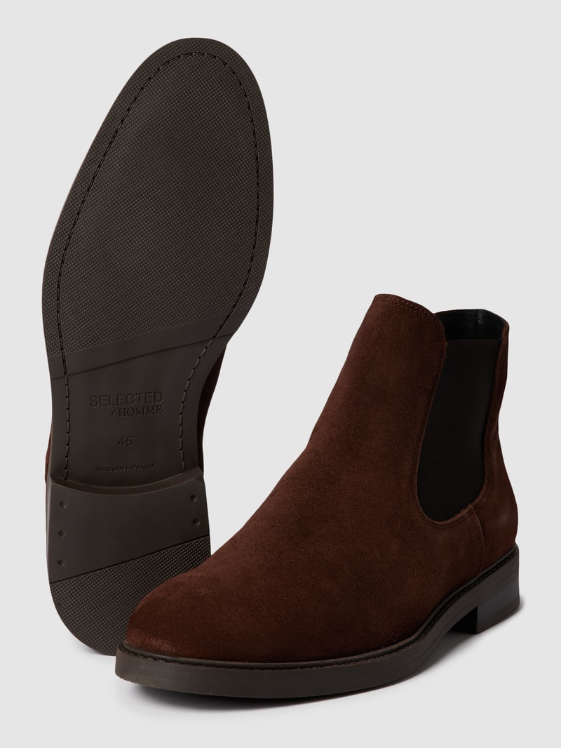 Chelsea Boots aus Veloursleder Modell 'SLHBLAKE SUEDE CHELSEA' in dunkelbraun