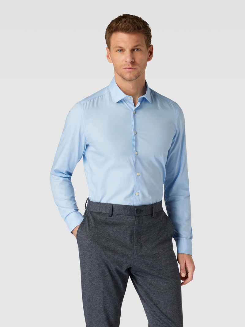 Regular Fit Business-Hemd mit Kentkragen in bleu