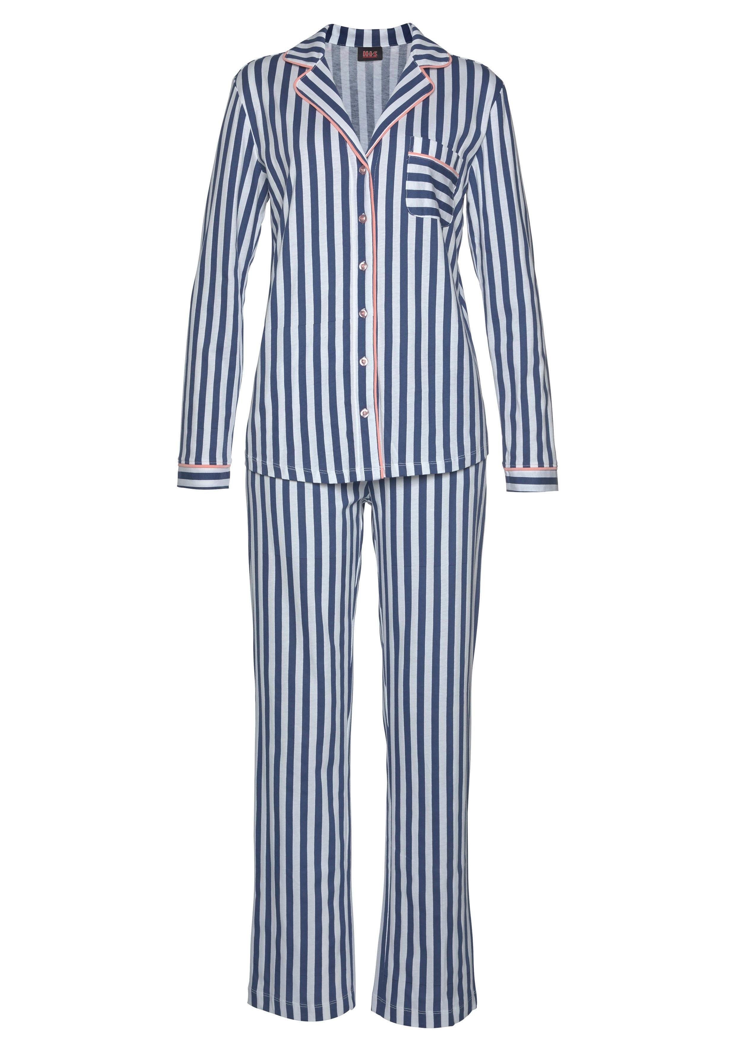 H.I.S Pyjama (2 tlg., 1 Stück) in klassischem Schnitt mit Streifenmuster