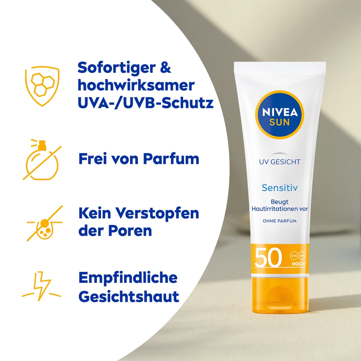 Sonnencreme Gesicht sensitiv LSF 50, 50 ml