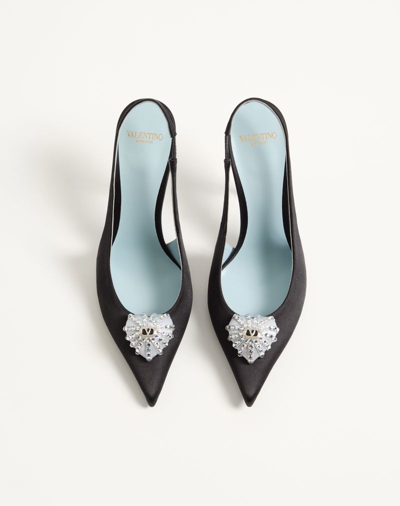 Coeur Royal Slingback Decote em Cetim 100mm