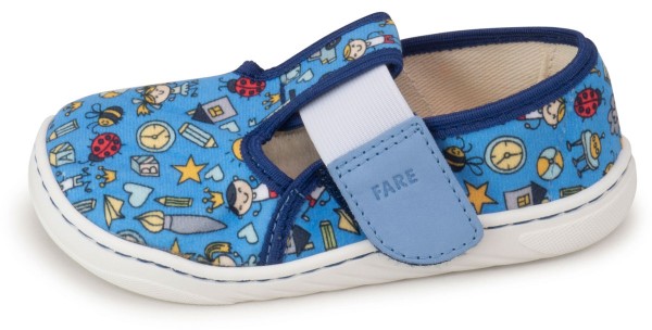 Fare Bare ~ (W) Slipper Wide Klett ~ Blau Print