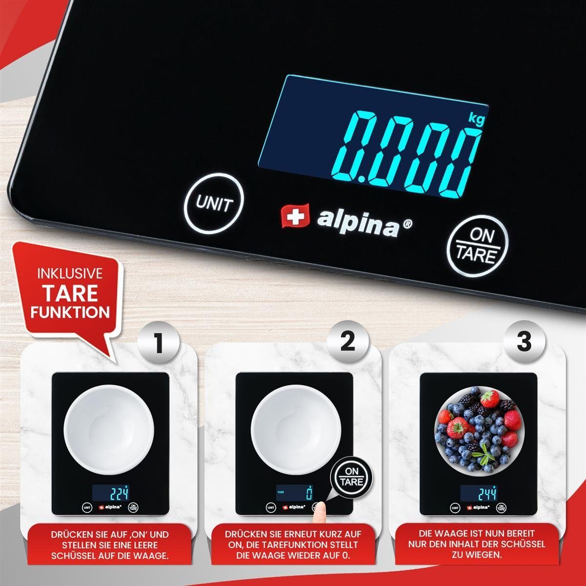 Alpina Küchenwaage Digitale Küchenwaage ALPINA