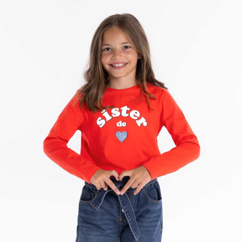 T-shirt à message rouge fille