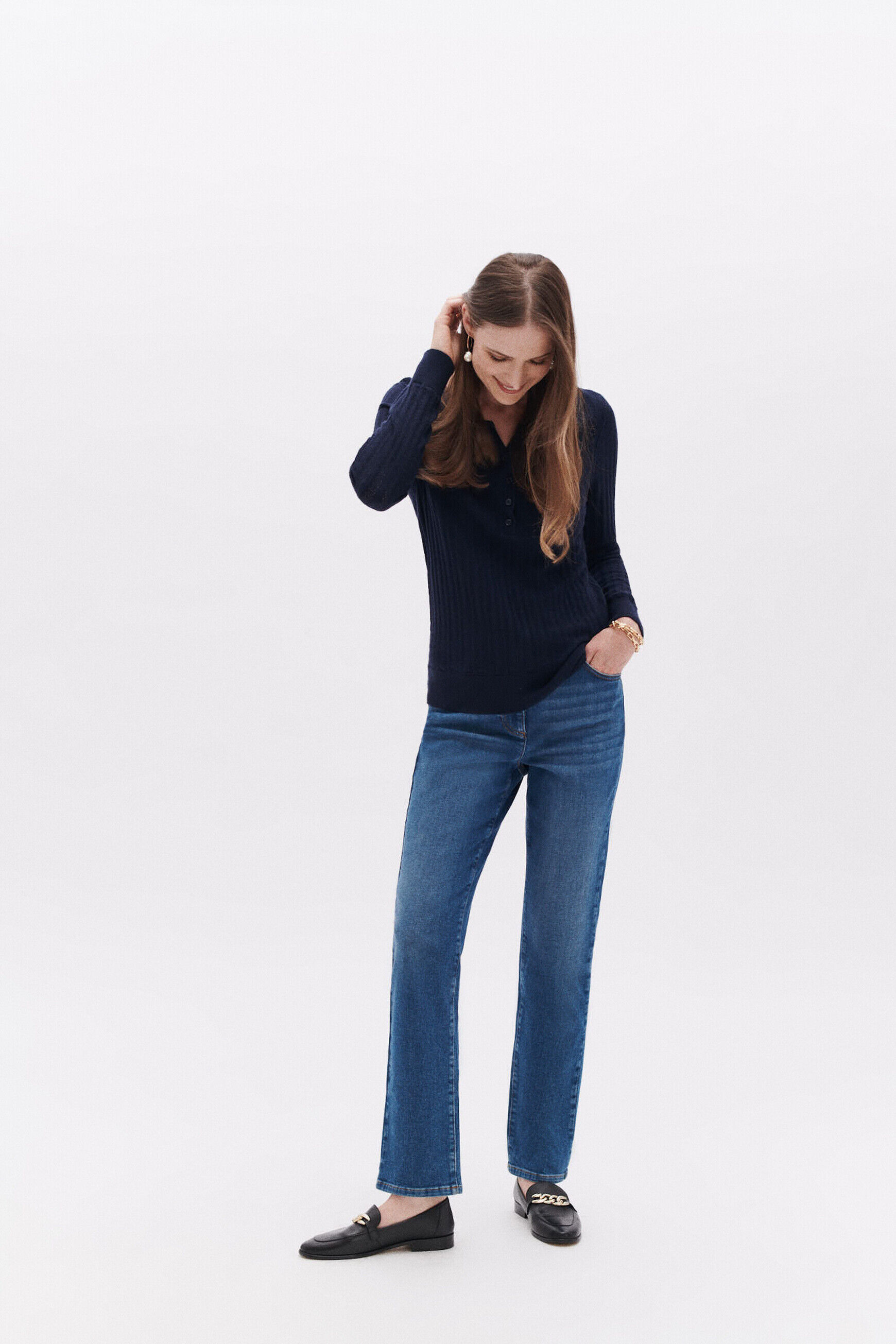 Pull maory bleu marine femme