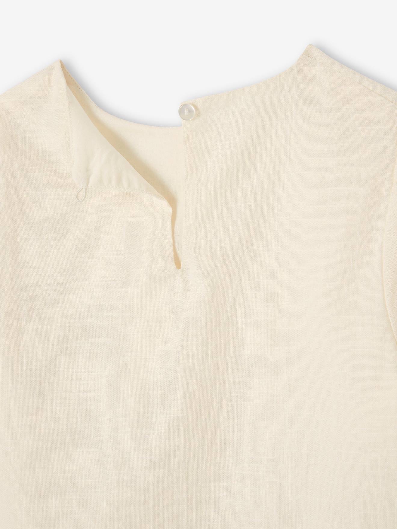 Vertbaudet Mädchen Bluse mit Spitze - wollweiß