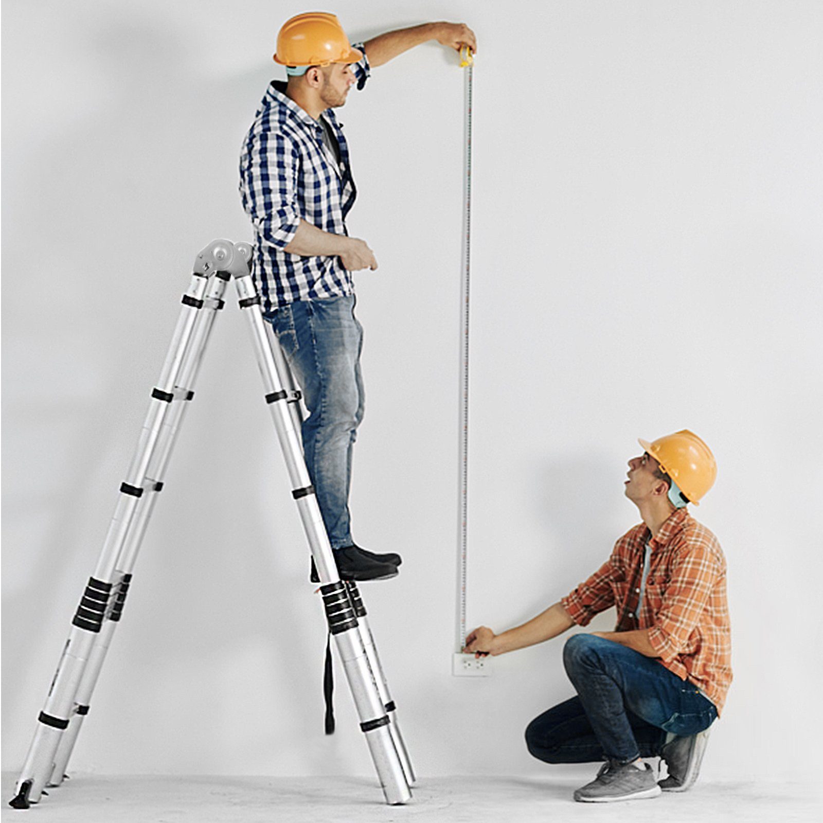 AUFUN Teleskopleiter Faltbar Alu-Klappleiter, max 150 kg Belastbarkeit
