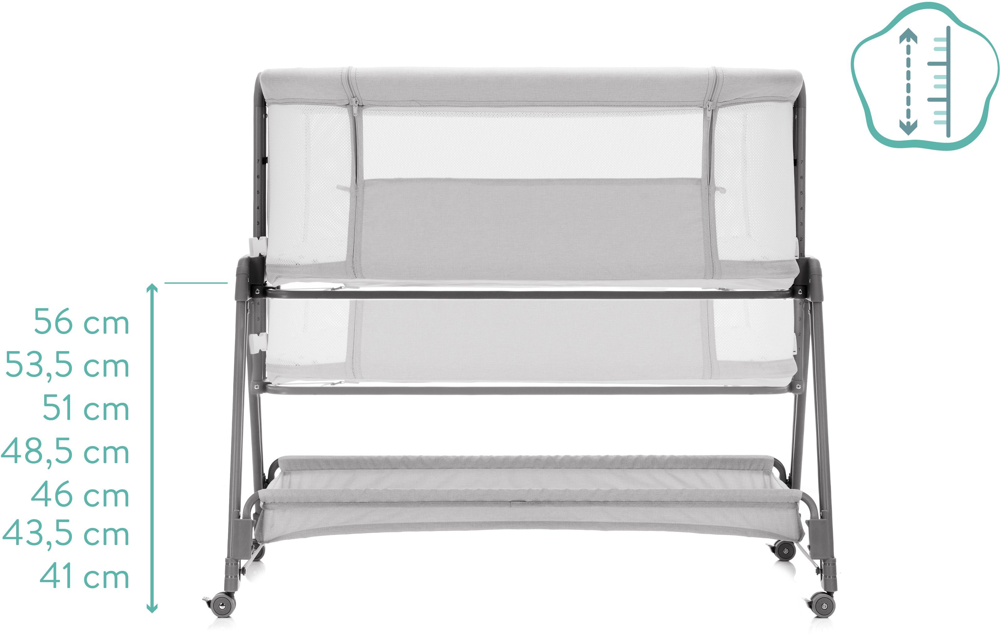 Fillikid Beistellbett Dream, stone, mit Reisetasche und Matratze