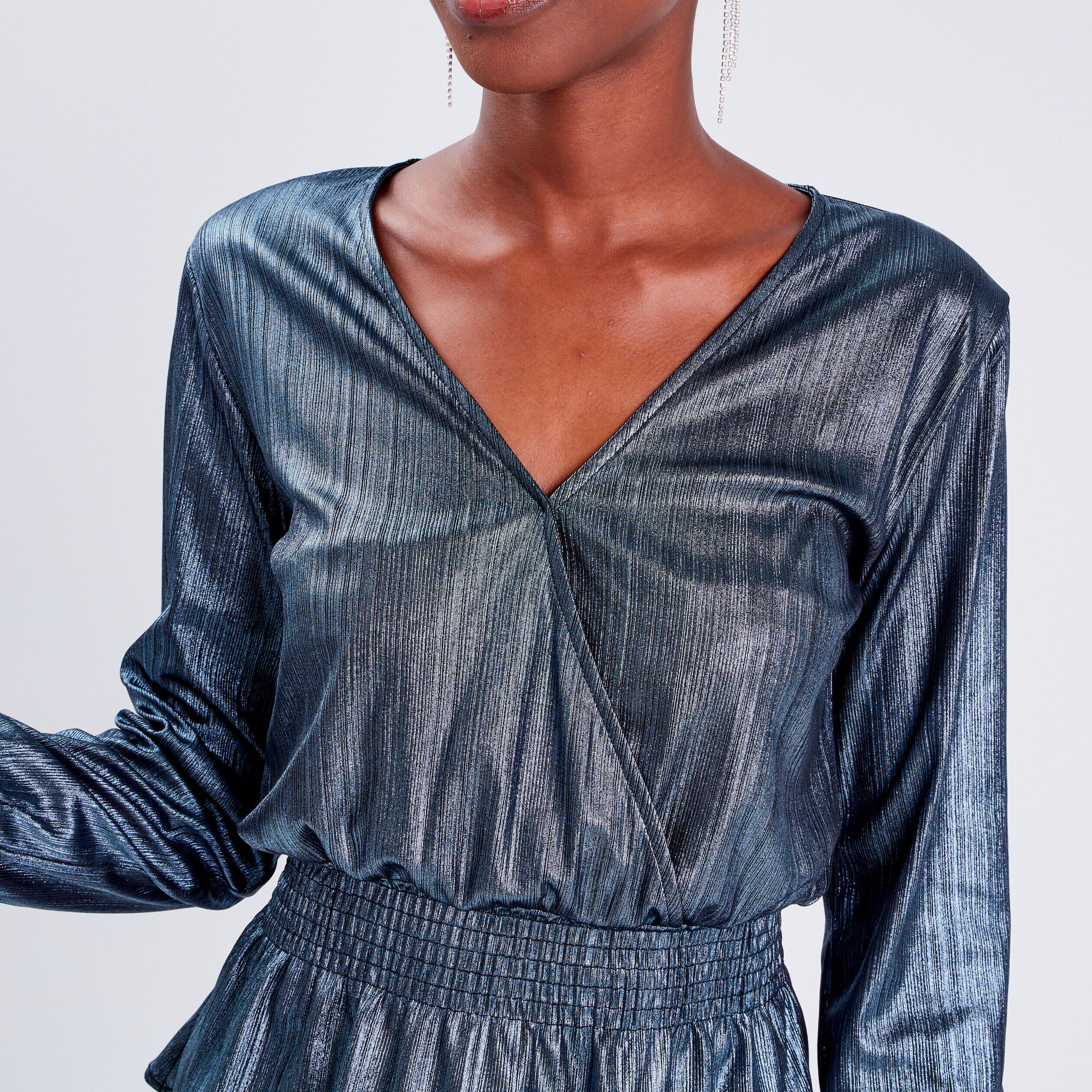 Blouse col cache-coeur gris clair femme | Cache Cache