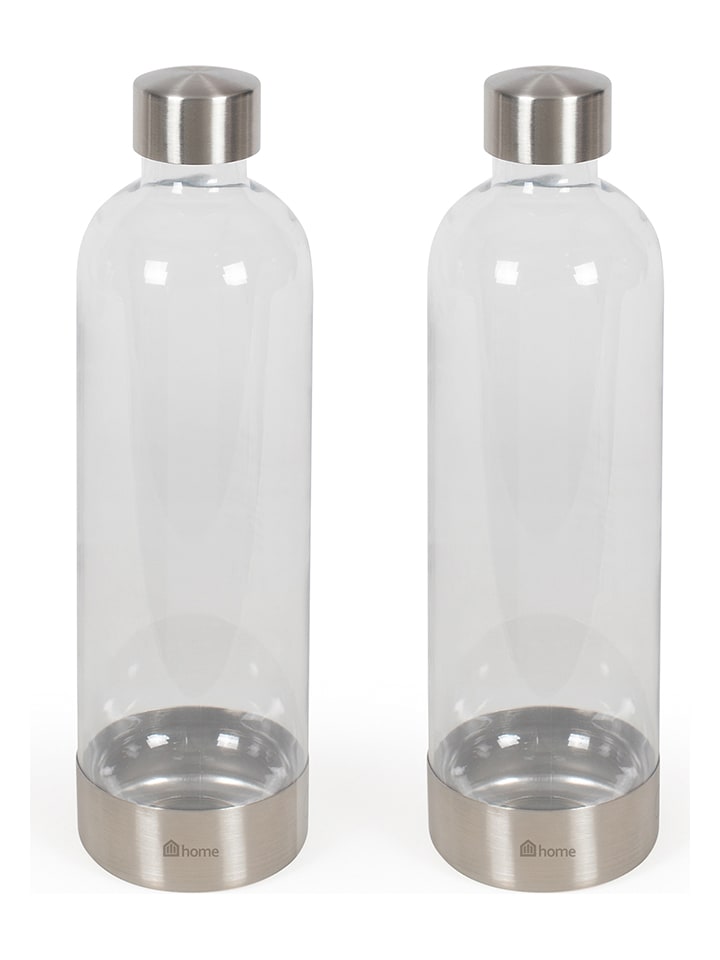 livoo 2er-Set: Flaschen in Transparent/ Silber günstig kaufen onesize