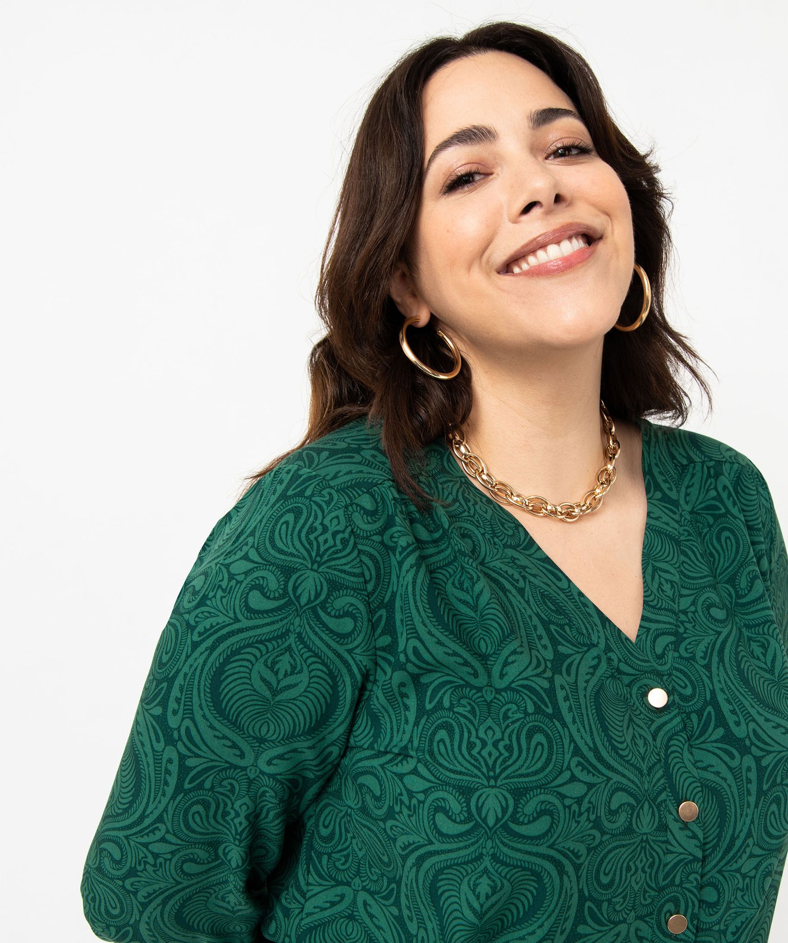Chemise à manches longues imprimée femme grande taille imprime | GEMO
