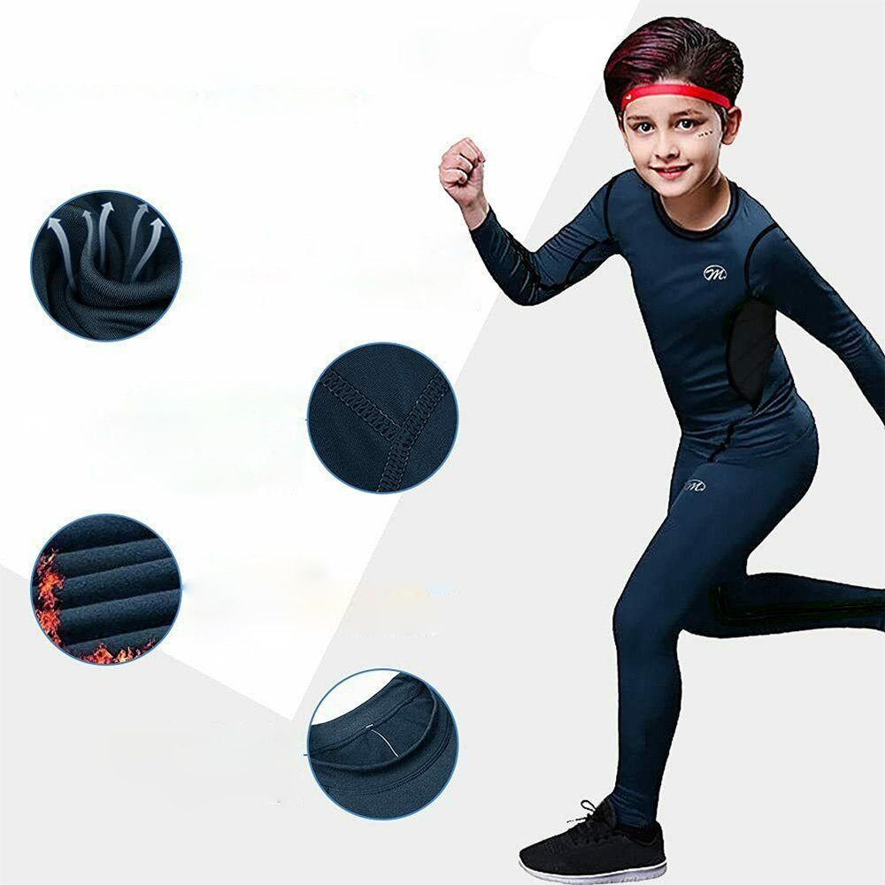 MEETYOO Thermounterhemd Kinder Thermo Unterwäsche Set (Fleece Skiunterwäsche, Sport Funktionswäsche) Thermo Unterhemd und Unterhose