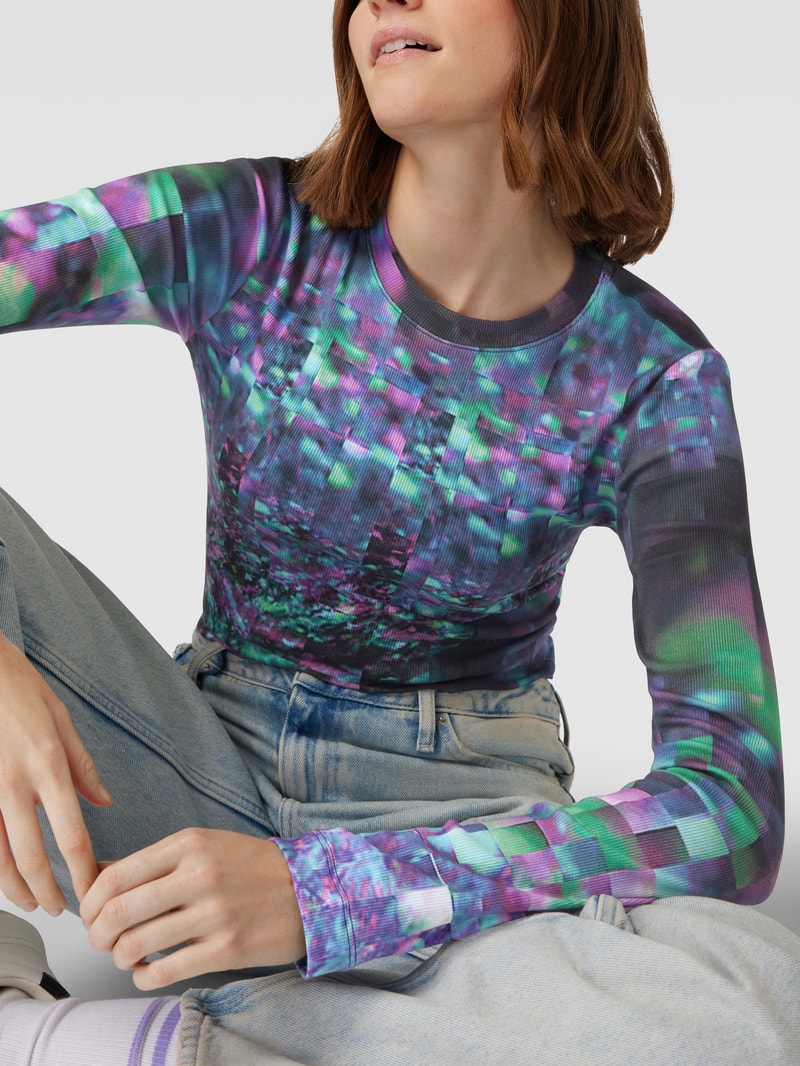 Longsleeve im Allover-Look Modell 'HYPER' in black