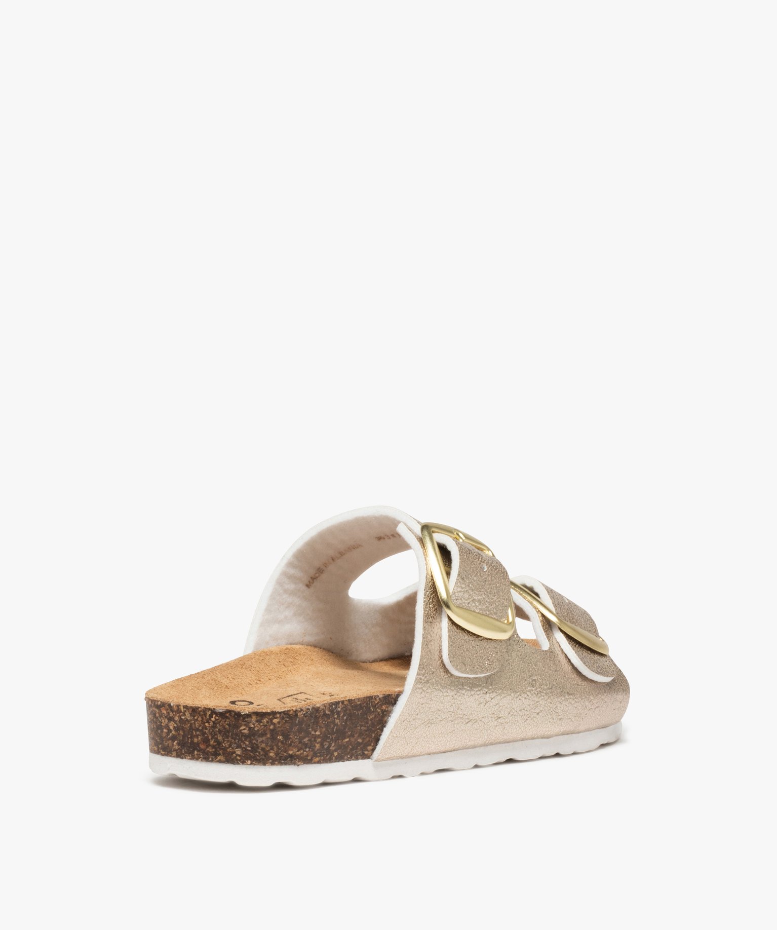 Mules femme à double bride à boucles unies or | GEMO