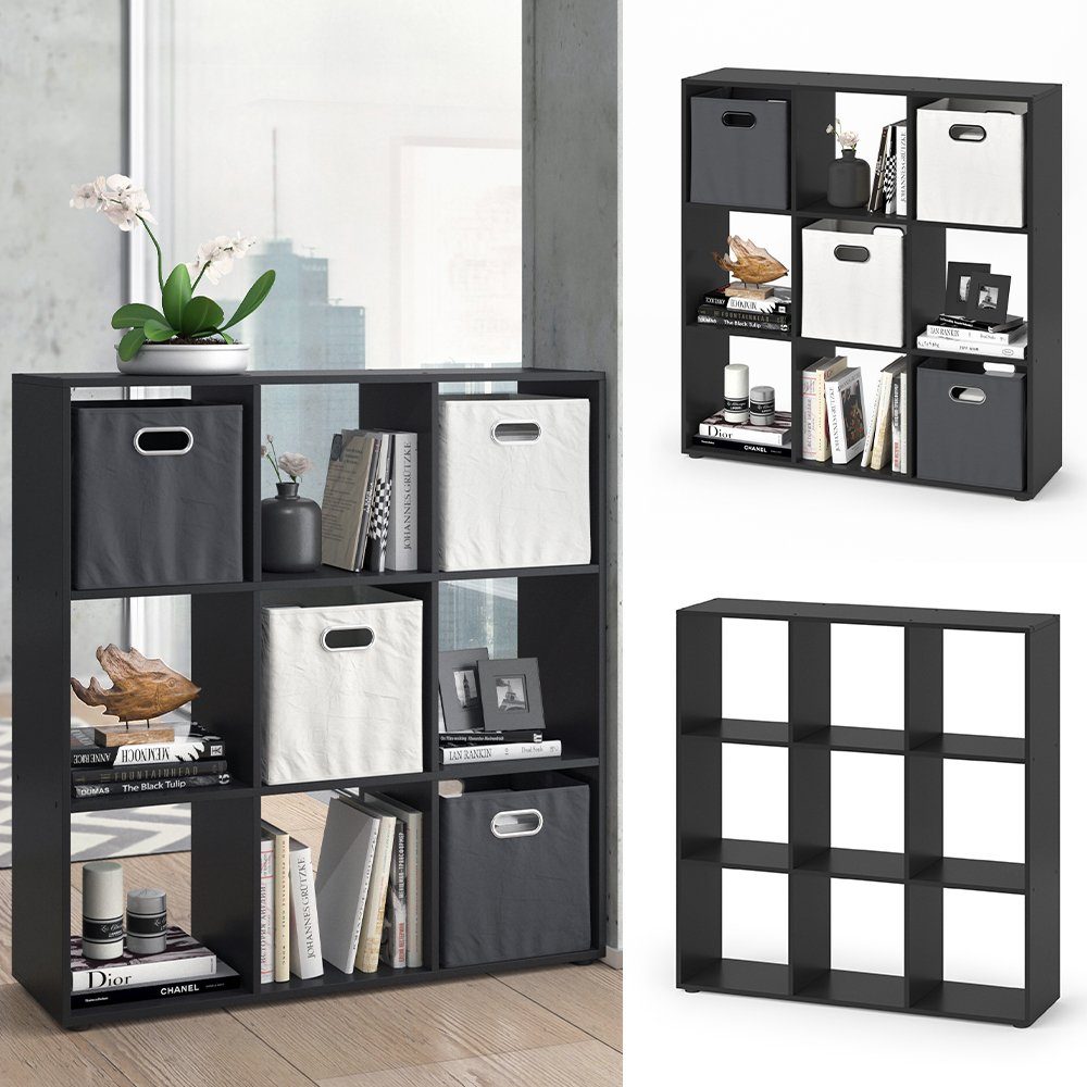 Vicco Raumteiler Würfelregal Standregal NOVE 9 Fächer Schwarz