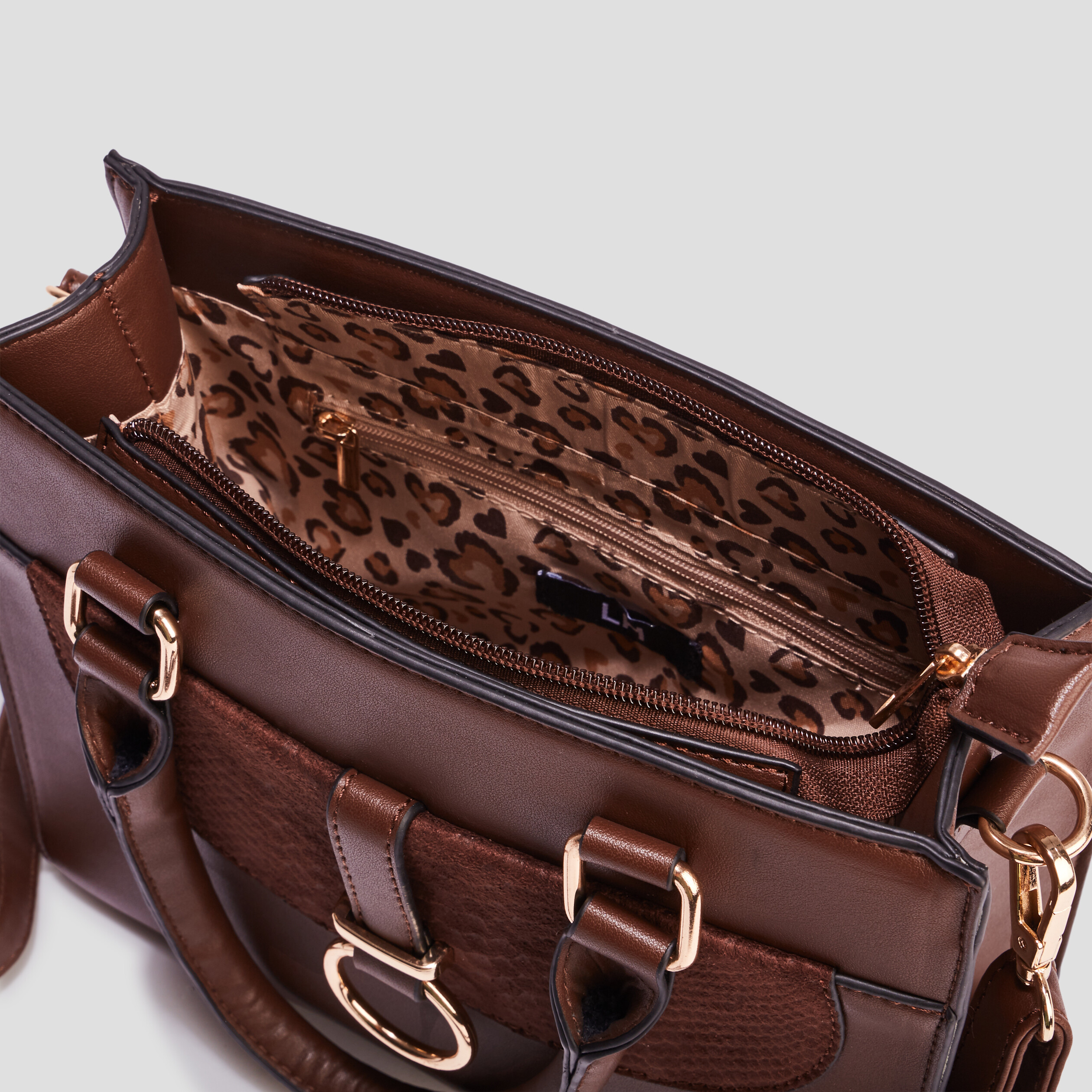 Sac à main carré avec bandoulière marron foncé femme | La Halle