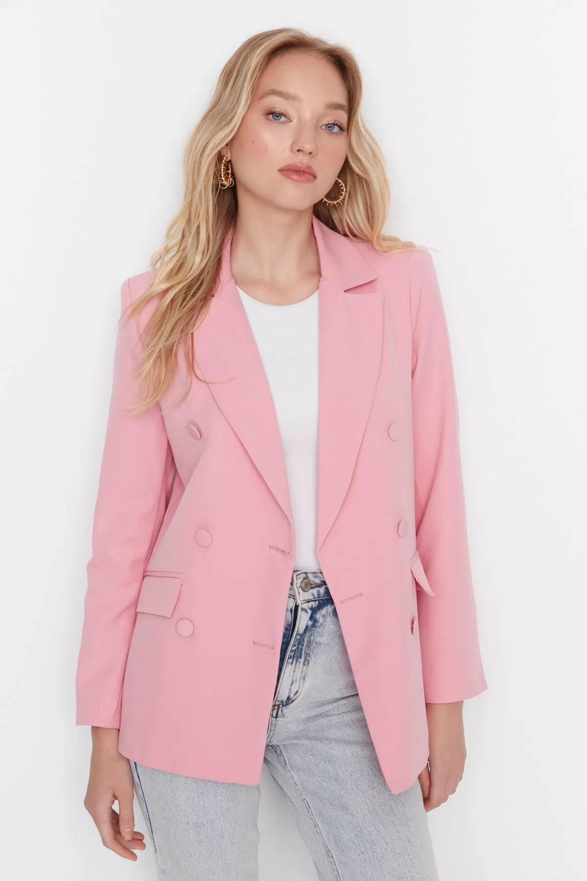 Trendyol Collection  Lilafarbene, gefütterte, gewebte Blazerjacke TWOSS21CE0137