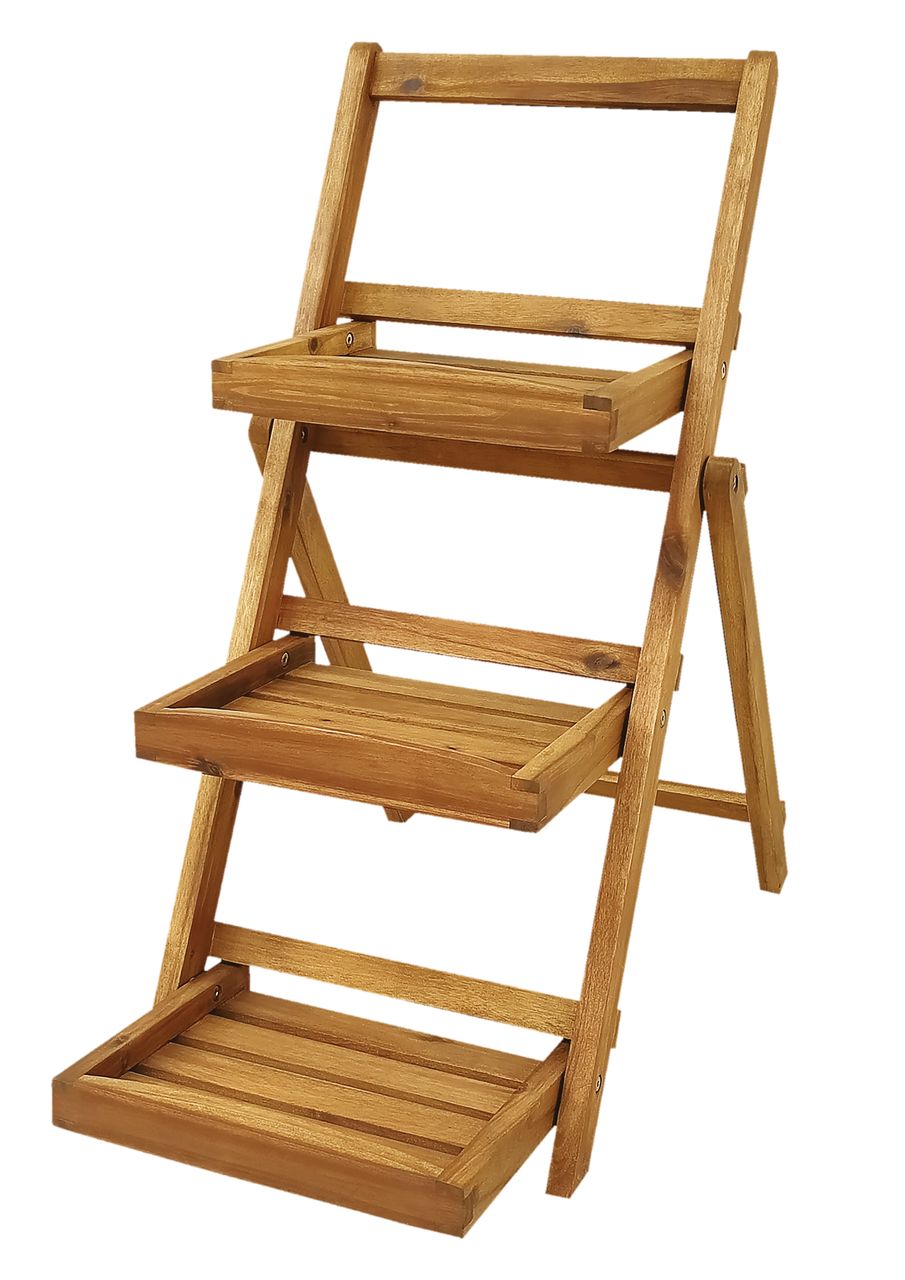 Hardin 1fachgut Klappbares Pflanzenregal Treppenregal Blumentreppe mit 3 Regalen Klappbar FSC braun