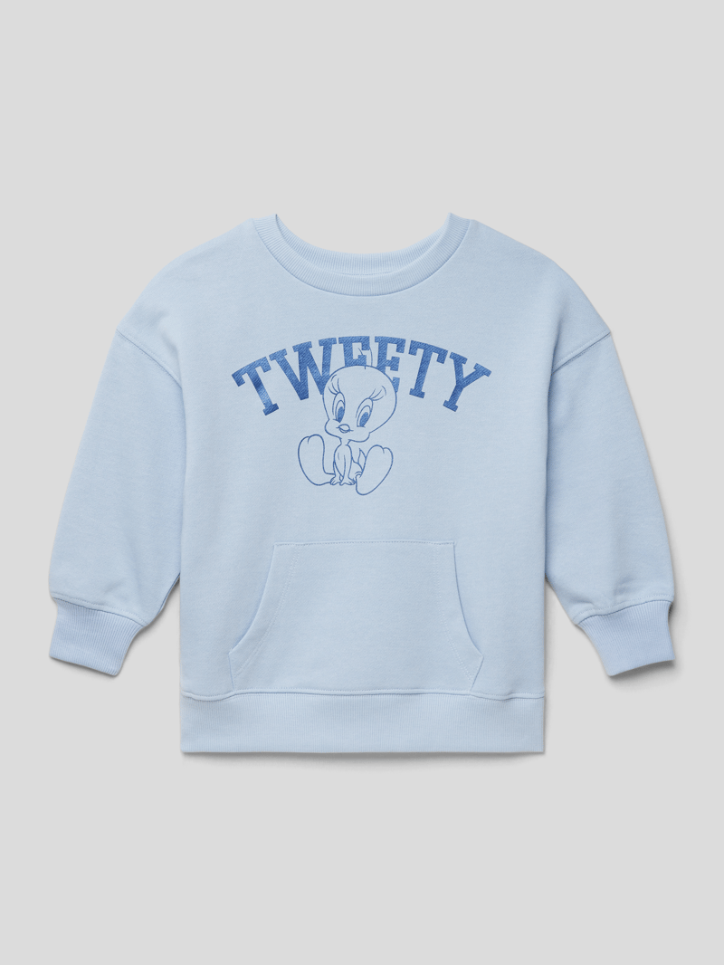 Sweatshirt mit Känguru-Tasche Modell 'tweety' in bleu