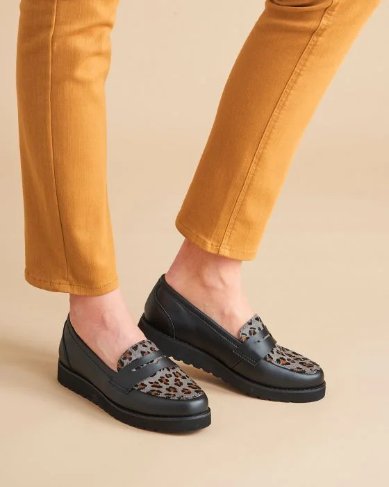 Mocassins imprimé léopard Thermolactyl