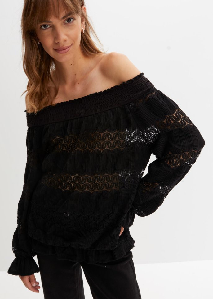Carmenshirt mit Spitze
