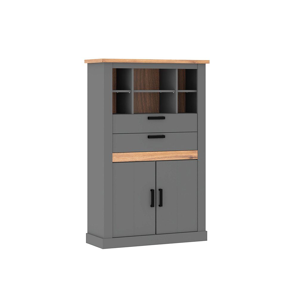 Lomadox Esszimmer-Set PADBORG-129, (Spar-Set, 2-St), anthrazit mit Eiche
