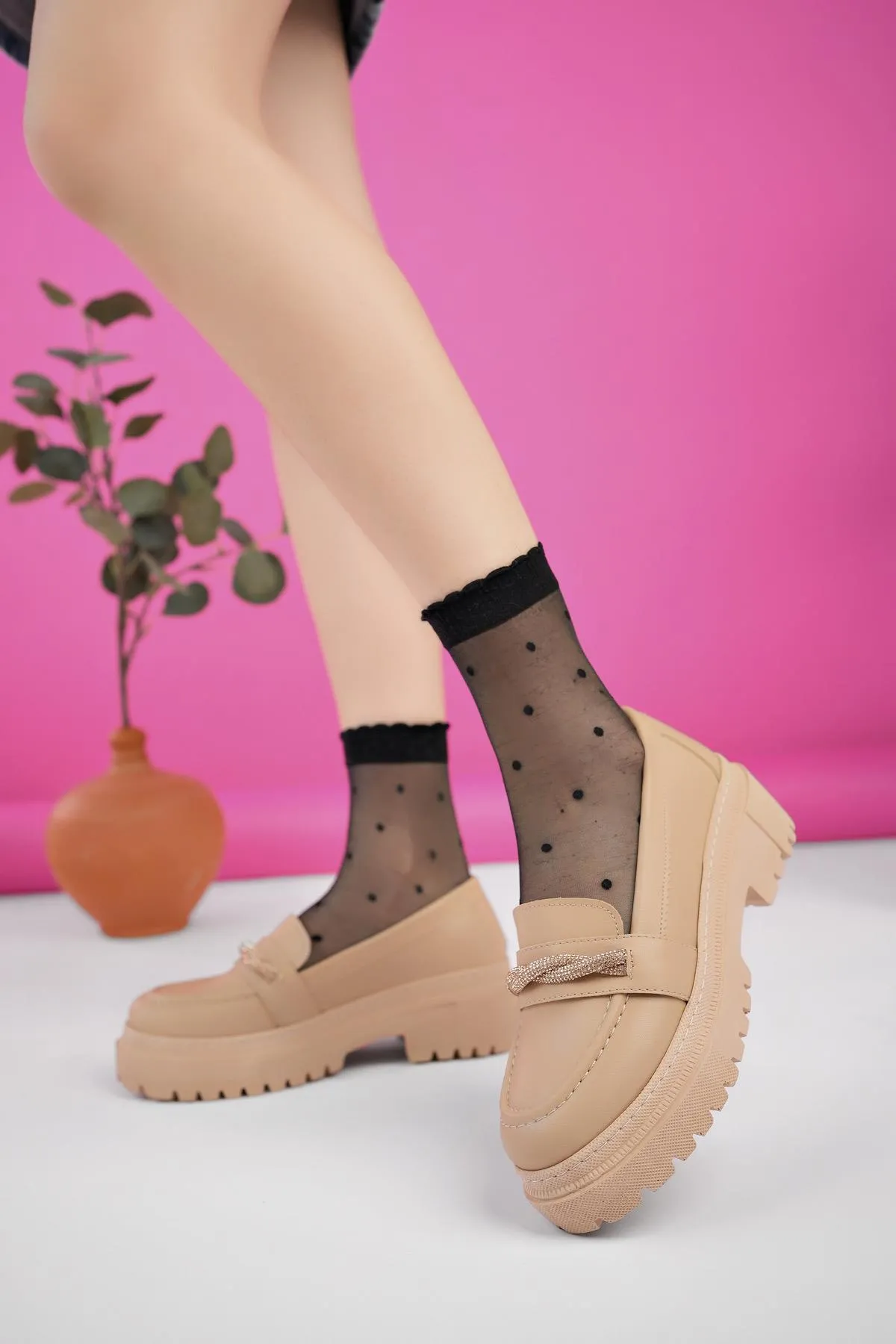MUGGO  Oxford-Garantie Damen-Loafer mit dicker Sohle, täglicher, lässiger Mokassin