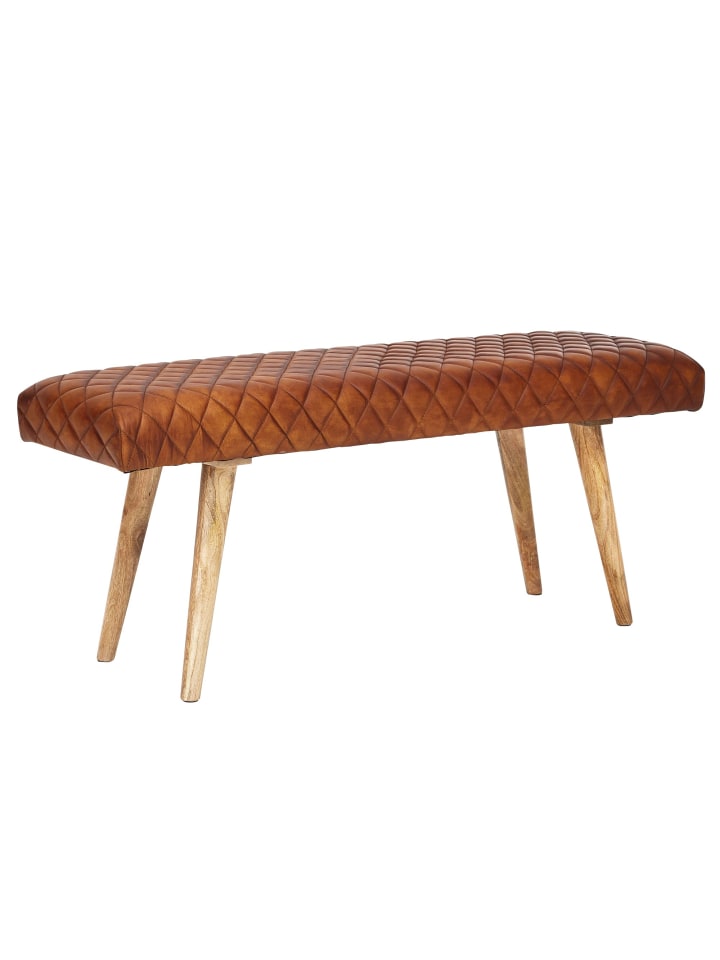 KADIMA DESIGN Sitzbank Echtleder / Massivholz Bank 115x53x38 cm, 2er Polsterbank günstig kaufen onesize