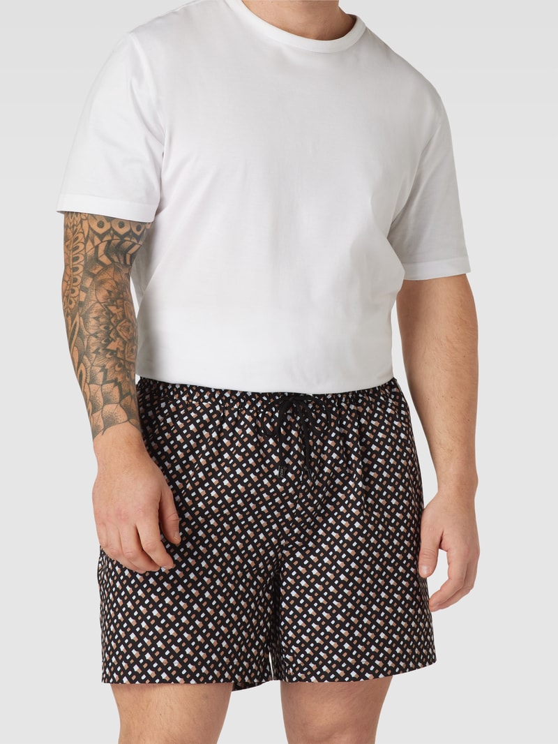 PLUS SIZE Badehose mit Allover-Muster Modell 'Manu' in beige