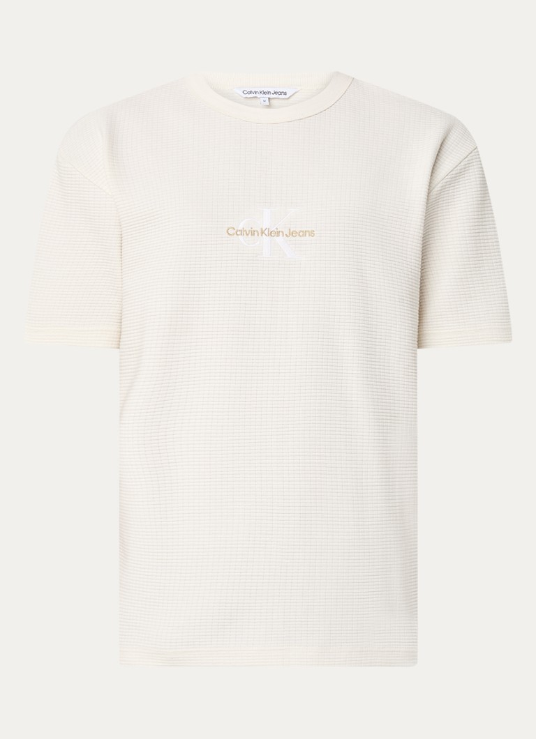 Calvin Klein City Grid póló textúrával és logóhímzéssel