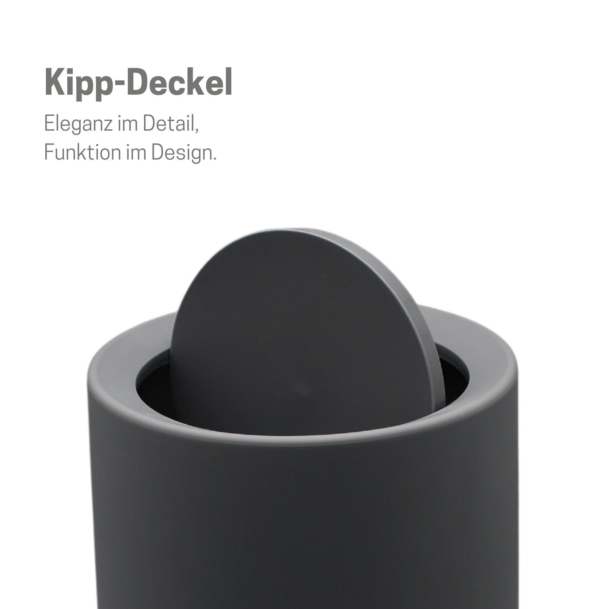 AllBlue products Papierkorb Papierkorb Mülleimer - Matt mit Deckel - Für Küche, Büro & Bad - 12L