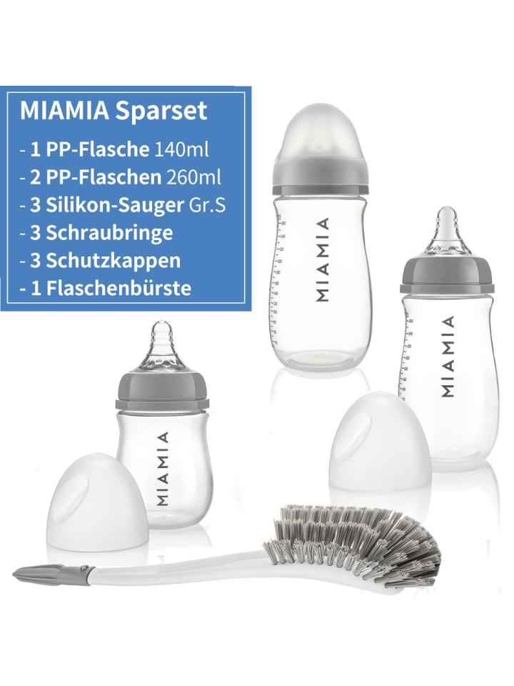 MiaMia 4-tlg. Starter-Set 3 PP-Flaschen inkl. in grau günstig kaufen onesize