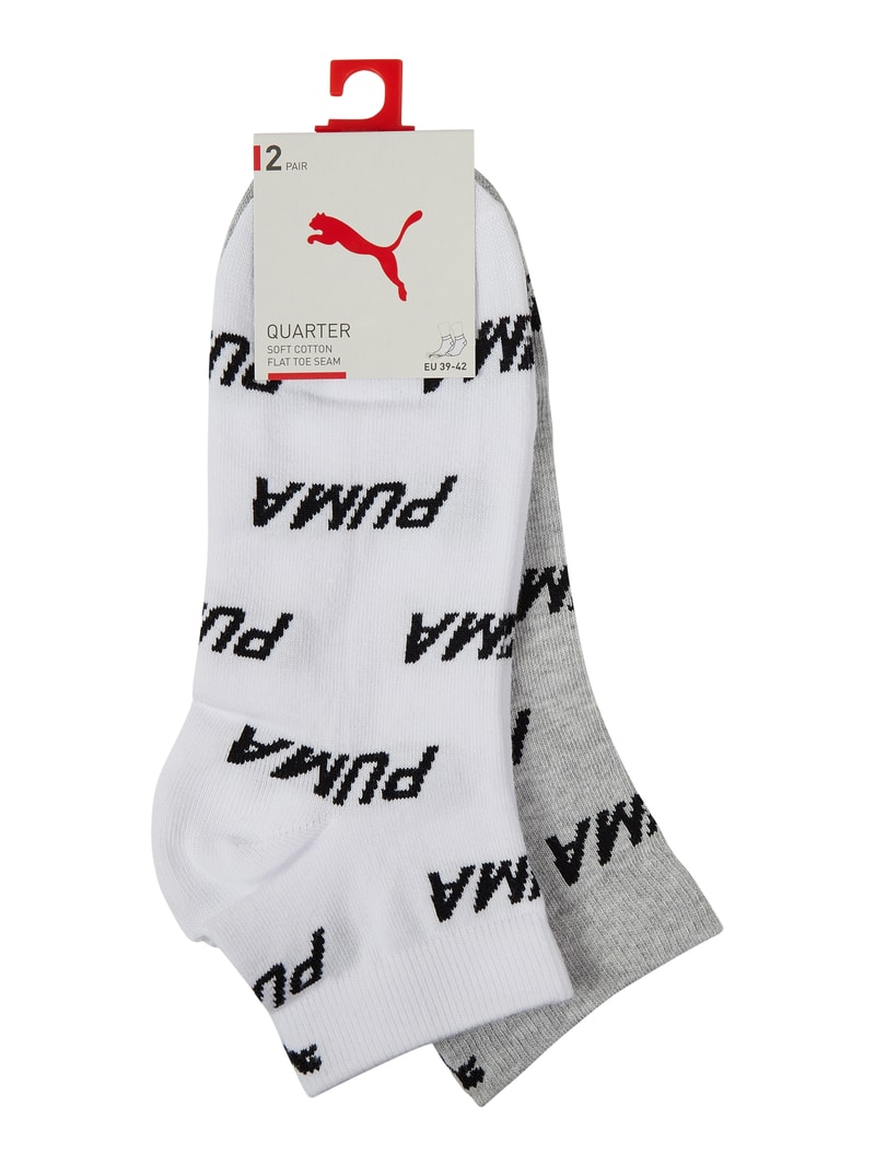 Sneakersocken mit Logo-Muster im 2er-Pack in weiß