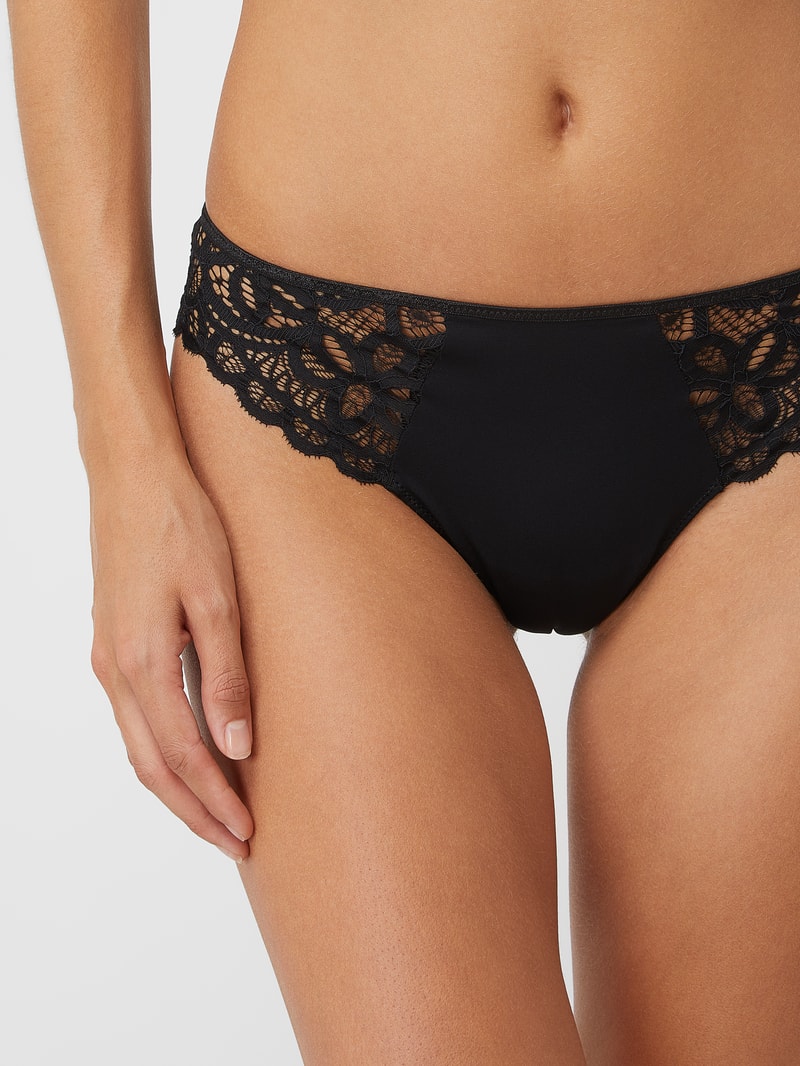 String mit Spitze in schwarz