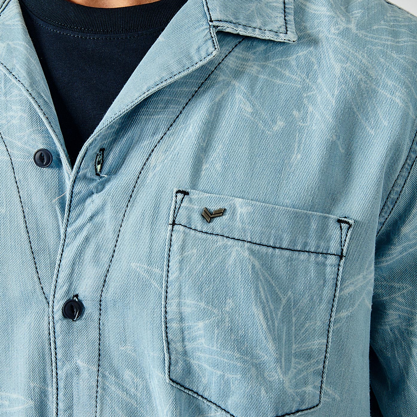 DILON  Chemise en jean fleurie homme