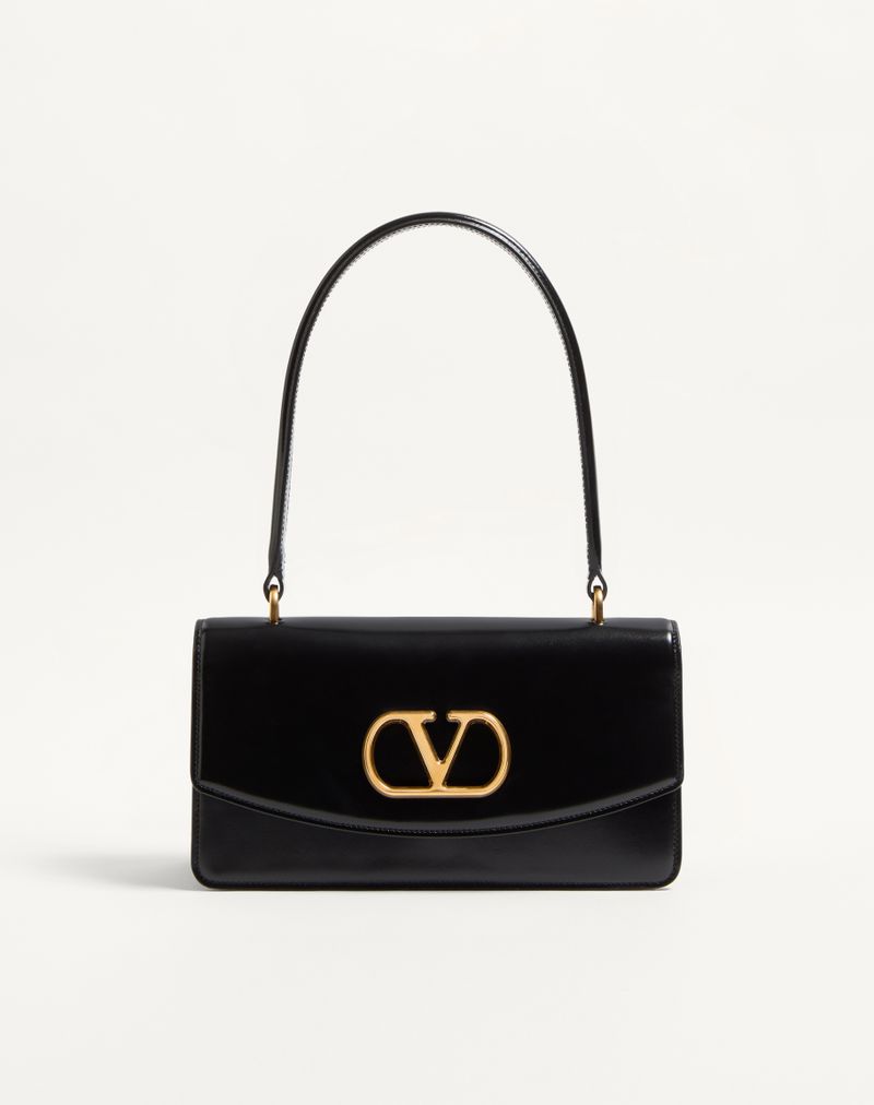 Bolsa Valentino Garavani Vain em couro de bezerro brilhante com alça.