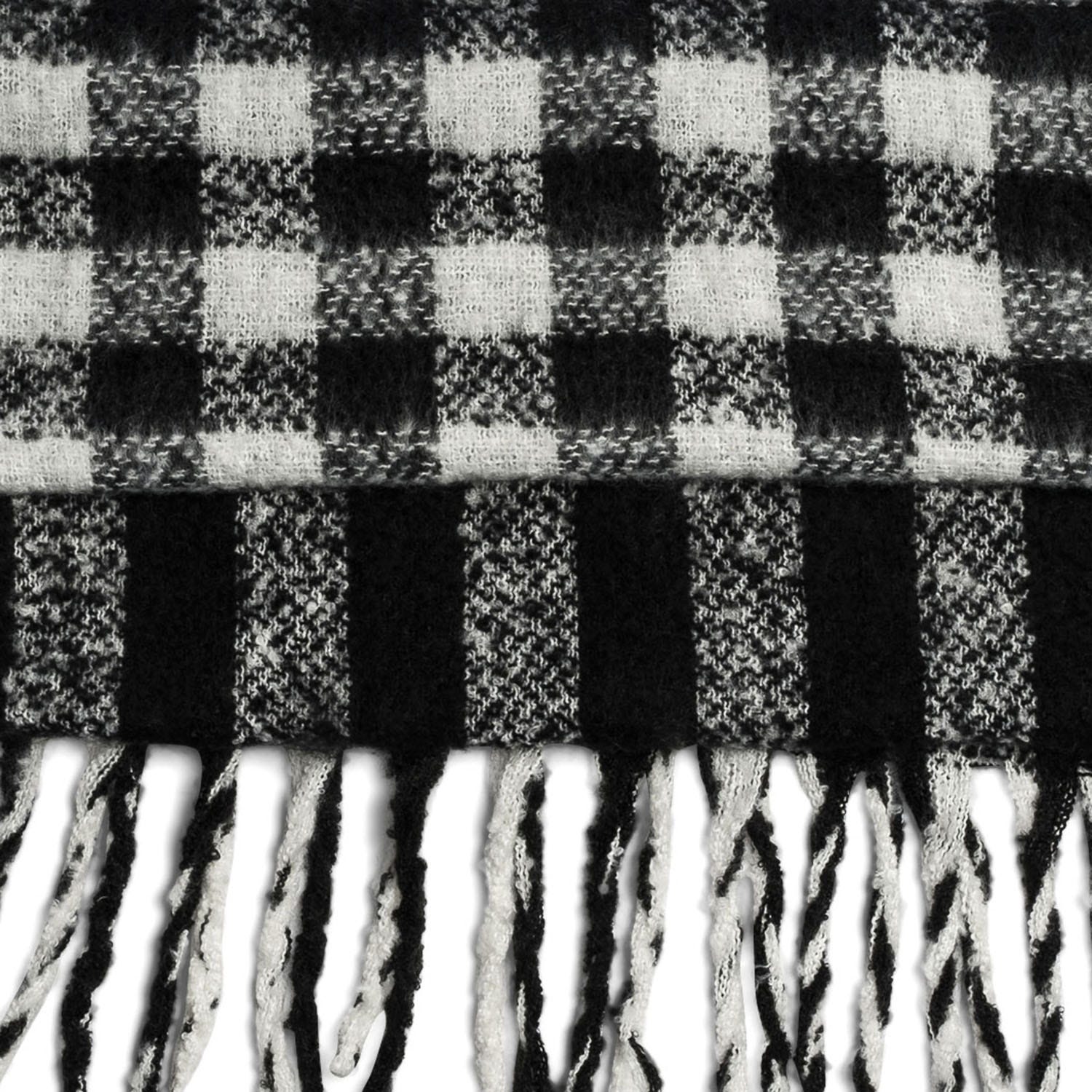 Écharpe TEXTO noire, blanche et gris à carreaux