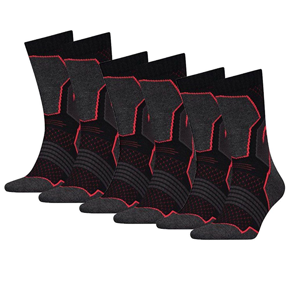HEAD 6 Paar Hiking Crew Black/Red Wandersocken